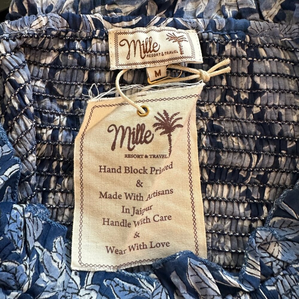 NWT Mille Catherine Dress M Indigo Smocked Maxi Dress - Picture 4 of 4